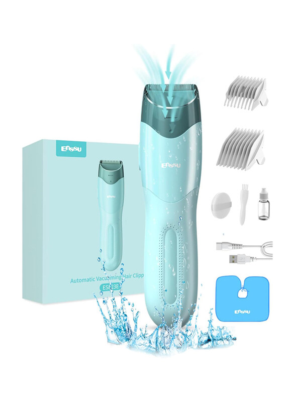 

ENSSU Rechargeable Vacuum Hair Cutter with 2 Modes, Blue