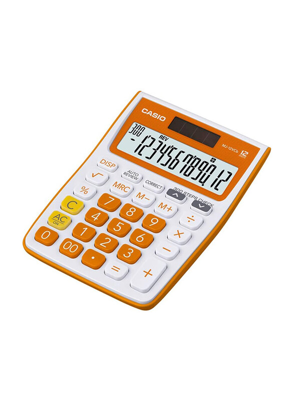 

Casio MJ-12VCb-RG 300 Steps Check & Correct Colourful Desktop Calculator, Orange