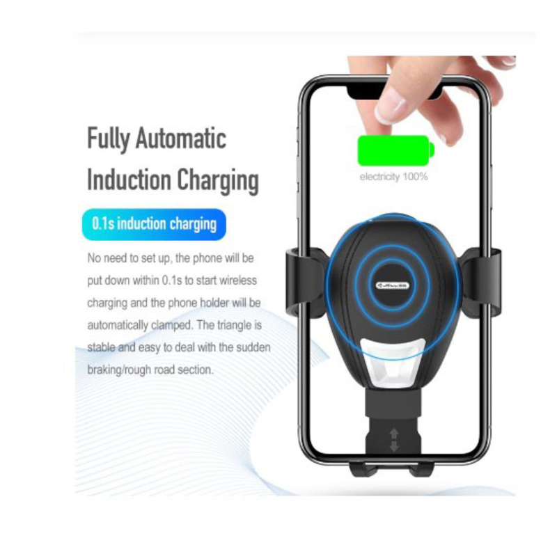Jellico HO-100 Gravity Mobile Holder for Car With Built-in Wireless Charger, Black