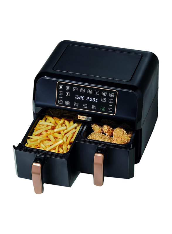 Kenwood 8L Electric Aluminium Digital Twin Air Fryer, 1700W, HFP70.000BK, Black