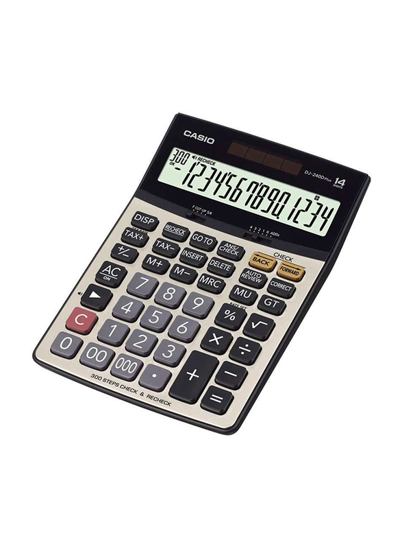 Casio 14-Digit Advanced Calculator, DJ-240D Plus, Black/Grey