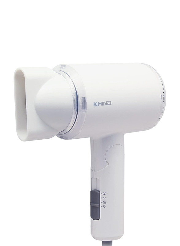 Khind Foldable Travel Hair Dryer 1000w With Concentrator, White