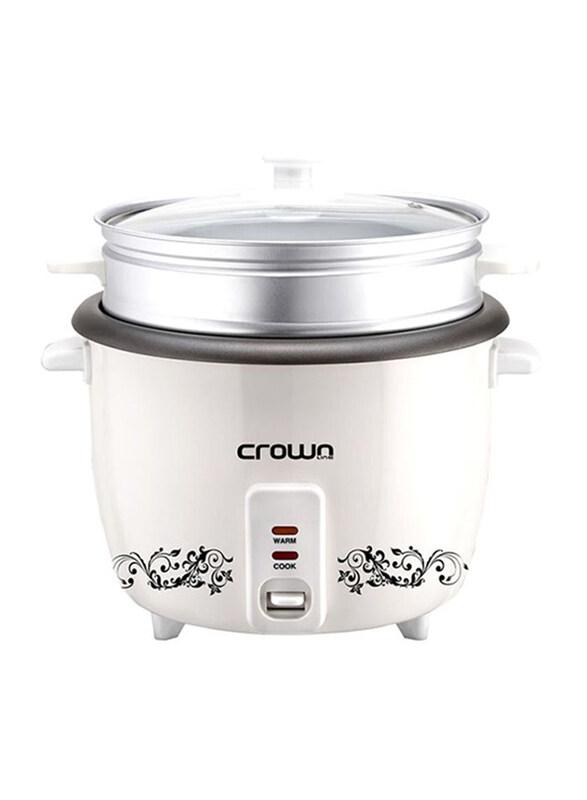 

Crownline 1 Liter Rice Cooker with Steamer, 300W, RC-168, White