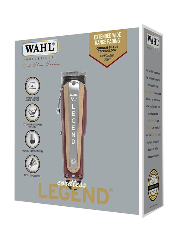 Wahl 5 Star Cordless Legend Professional Hair Clippers Pro Haircutting Kit Adjustable Taper Lever, Multicolour