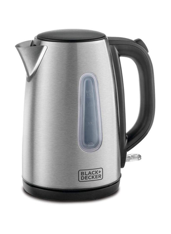 Black+Decker 1.7L Cordless Electric Kettle With Water-Level Indicator, 2200W, JC450-B5, Silver