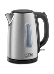 Black+Decker 1.7L Cordless Electric Kettle With Water-Level Indicator, 2200W, JC450-B5, Silver