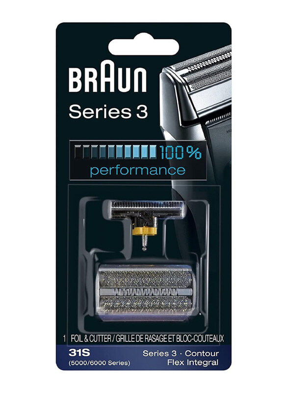 

Braun 31S 5000/6000 Series Contour Flex XP Integral Shaver Foil & Cutter Head Replacement, Silver/Black