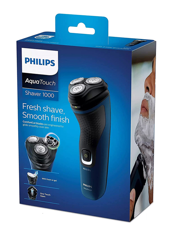 Philips Aqua Touch 1000 Series Electric Shaver, S1121/40, Black/Blue
