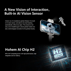 Hohem iSteady V2 3-Axis Gimbal Stabilizer with AI Tracking & Brightness Adjustable LED, Black