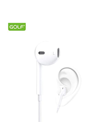 Golf Space In-Ear 3.5mm Jack Stylish Noise Isolating Earphones With Dual Driver Sound, Built In Mic, M1, White