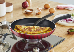 Tefal 26cm Tempo Flame Aluminium Frypan with Thermo Spot, C3040583, Red