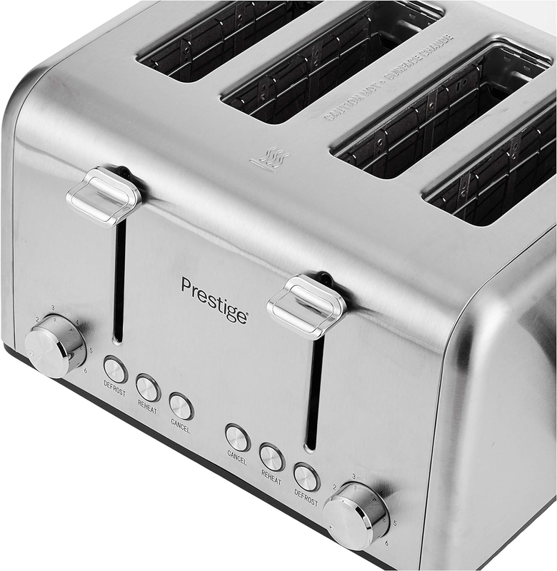 Prestige 4 Slice Stainless Steel Toaster, 1600W, PR54904, Silver