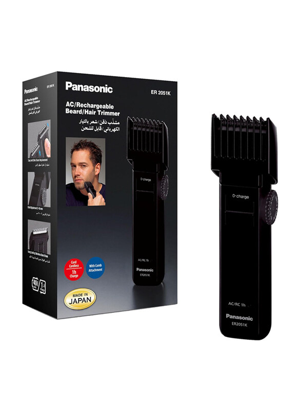 

Panasonic Rechargeable Stainless Steel Blade Hair Trimmer, ER 2051K, Black