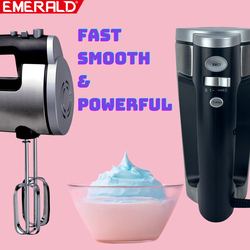 Emerald Hand Mixer, with Pulse Button & Dough Hooks, 300W, Black/Silver