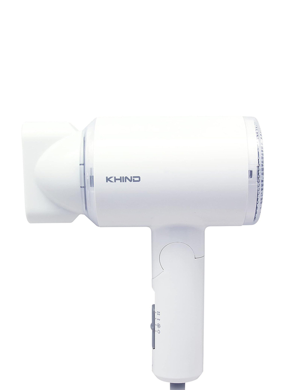 Khind Foldable Travel Hair Dryer 1000w With Concentrator, White