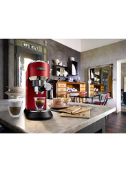 Delonghi 1L Dedica Style Pump Espresso Coffee Maker, 1300W, EC685.R, Red