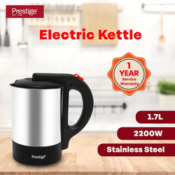 Prestige 1.7L Stainless Steel Electric Kettle, 2200W, PR7521, Silver/Black
