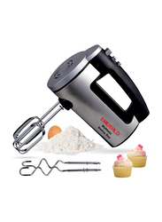 Emerald Hand Mixer, with Pulse Button & Dough Hooks, 300W, Black/Silver