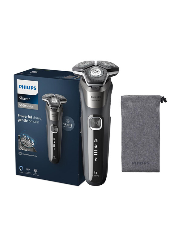 

Philips Series 5000 Smart Cordless SkinIQ Tech Flexible Heads Wet & Dry Use Shaver with Power Adapt Sensor & Travel Case, S5887/10, Black