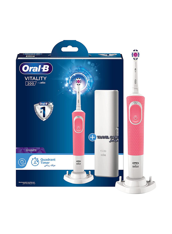 

Oral B Vitality 200 Electric Rechargeable Toothbrush with Travel Case, Pink