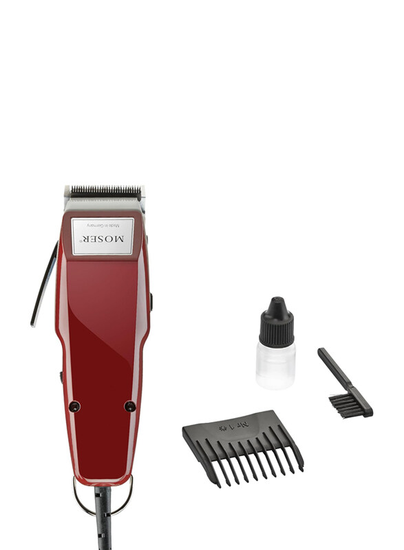 

Moser 1400 Professional Corded Hair Clipper with 6-Preset Positions, 1400-0150, White/Red