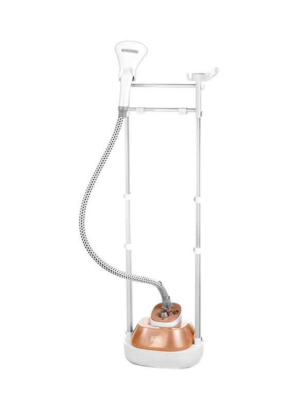 Black+Decker Garment Steamer with 3 Stage and Double Pole, 1785W, GSTM2050-B5, White/Gold
