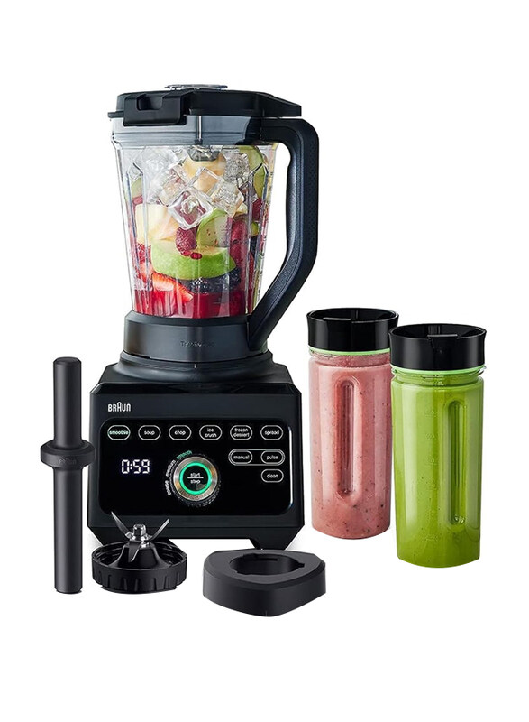 

Braun Smoothie Maker Powerblend 9 With 18 Functions Unique Triangular Tritan Jar and 2 Smoothie2go Bottles for Hot Soup Chop Ice Crush Ice Cream and S
