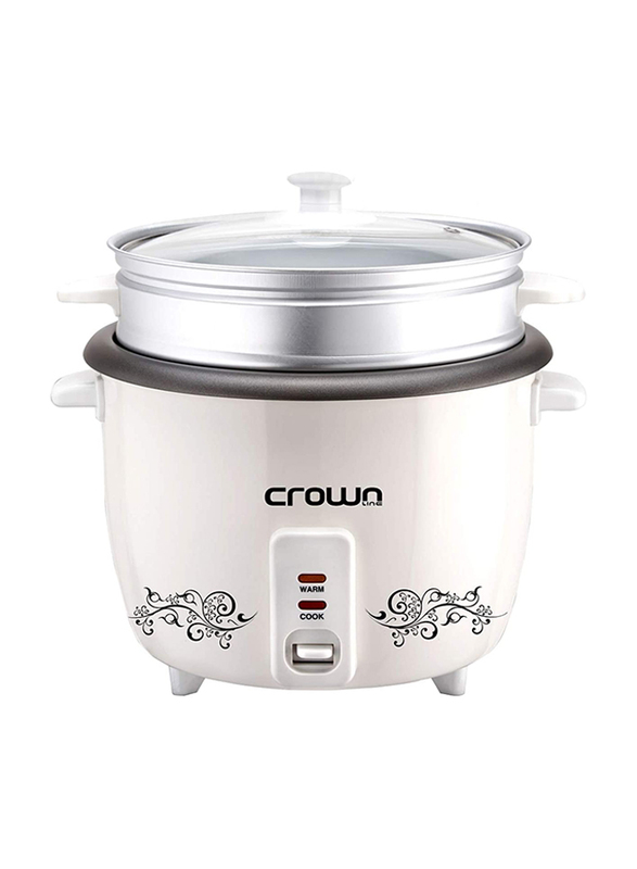 Crownline 1 Liter Rice Cooker with Steamer, 400W, RC-169, White