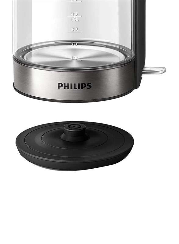 Philips Series 5000 1.7L Stainless Steel Glass Kettle, 2200W, Hd9339/81, Grey/Black