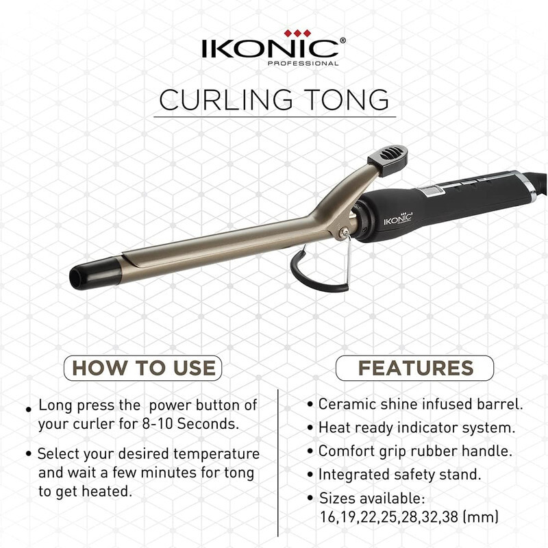 Ikonic Professional Curling Tong, Ct-25, Black
