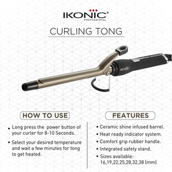Ikonic Professional Curling Tong, Ct-25, Black