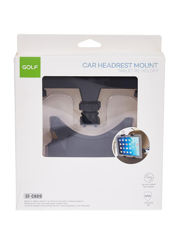 Golf Tablet Mount Holder Car Seat Headrest, GFCH09, Black