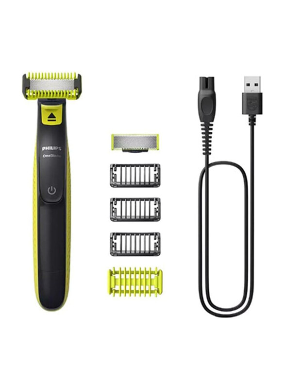 

Philips OneBlade Face & Body Waterproof Electric Beard Trimmer & Shaver, QP2824, Black/Green