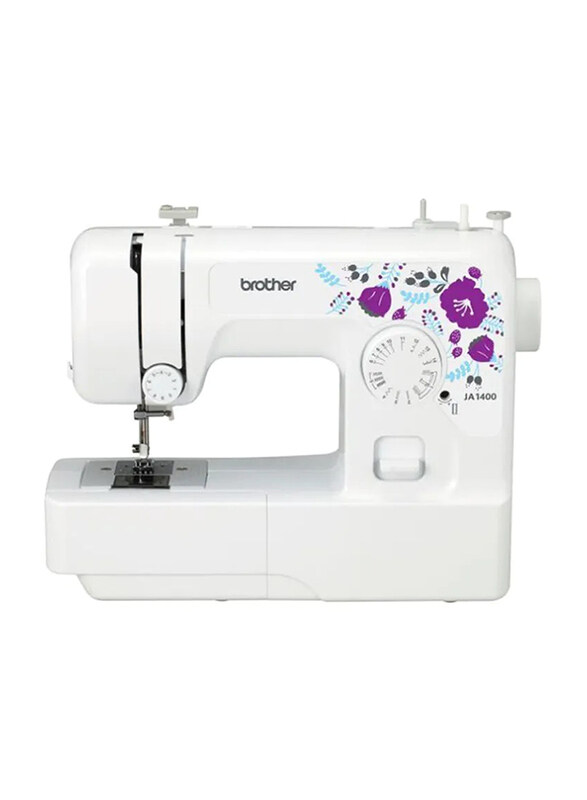 

Brother Portable Electric Sewing Machine, Ja 1400, White/Purple/Blue