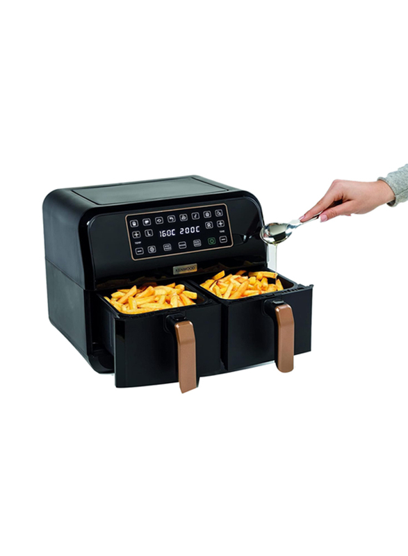 Kenwood 8L Electric Aluminium Digital Twin Air Fryer, 1700W, HFP70.000BK, Black