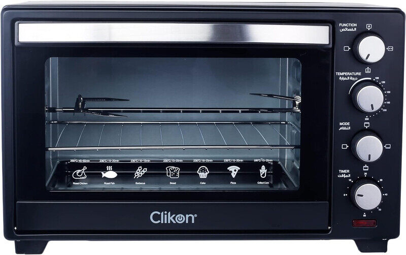 

Clickon Clikon 30 Litre Electric Toaster Oven with Convection Technology, Temperature Control (150°- 250°c), Dual Layer Heating, 1600 Watts, 1 Years Warranty,