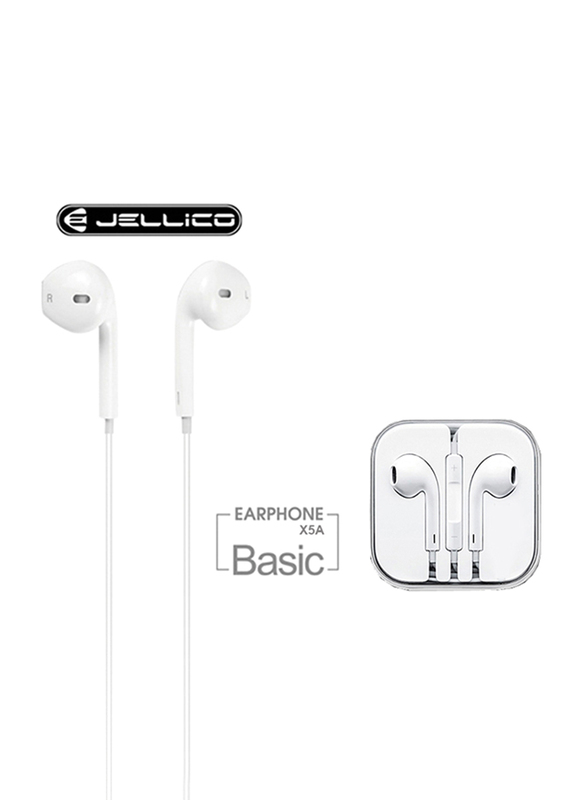 Jellico X5A In-Ear Earphone with Mic, 1.2-Mtr, White