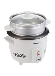 Crownline 1 Liter Rice Cooker with Steamer, 300W, RC-168, White