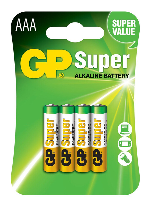 

GP Super Alkaline Micro AAA Battery, 4 Pieces, Green/Gold