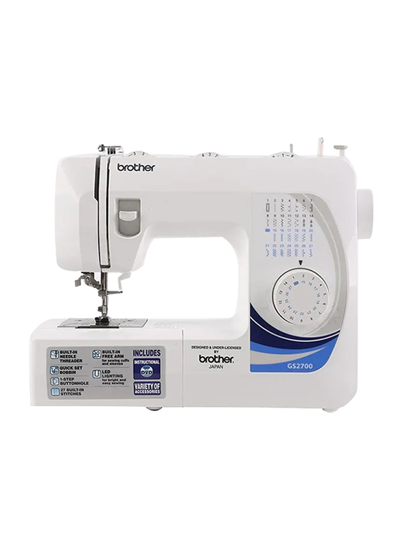 Brother Mini Computerized Sewing Machine, GS2700, White/Blue