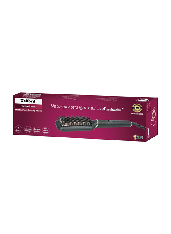 

Telford Hair Straightening Brush With Argan Oil Infused Ceramic Bristles, Black
