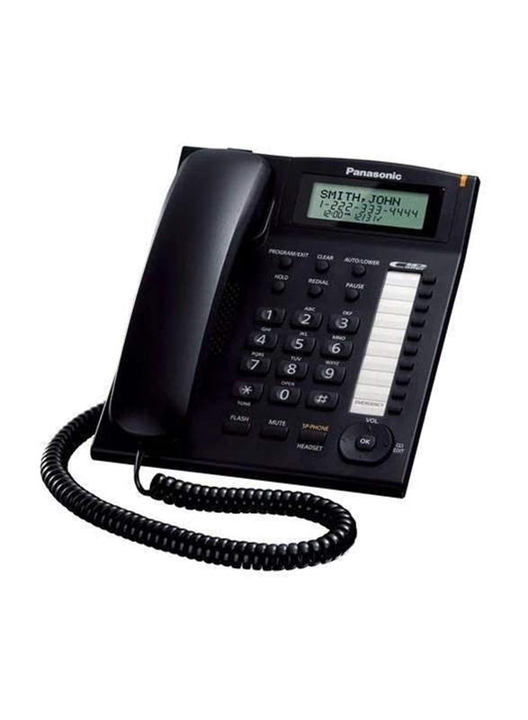 Panasonic Single-Line Corded Integrated Phone with 10 One-Touch Dialer Stations, Black