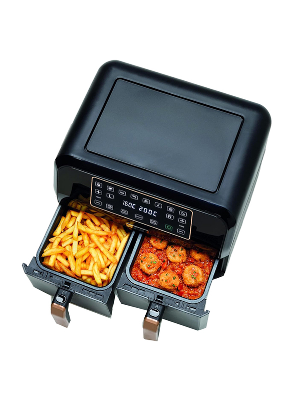 Kenwood 8L Electric Aluminium Digital Twin Air Fryer, 1700W, HFP70.000BK, Black