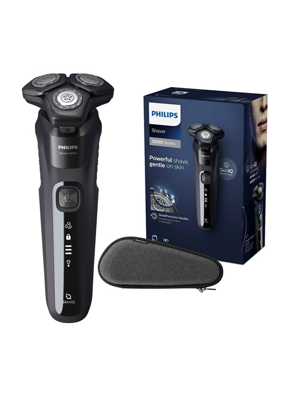 

Philips Series 5000 Wet & Dry Electric Integrated Pop-up ShaverTrimmer with Advanced SkinIQ & UK Plug, S5588/30, Black