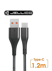Jellico 1.2-Meter KDS-51T USB Type C Cable, 5A Super Fast USB Type A to USB Type C, for USB Type C Devices, Black
