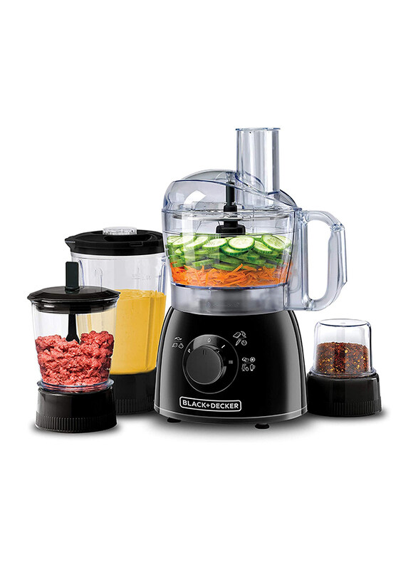 Black+Decker 1.2L 29 Function Food Processor With Blender, Mincer & Grinder, 400W, KR43-B5, Black