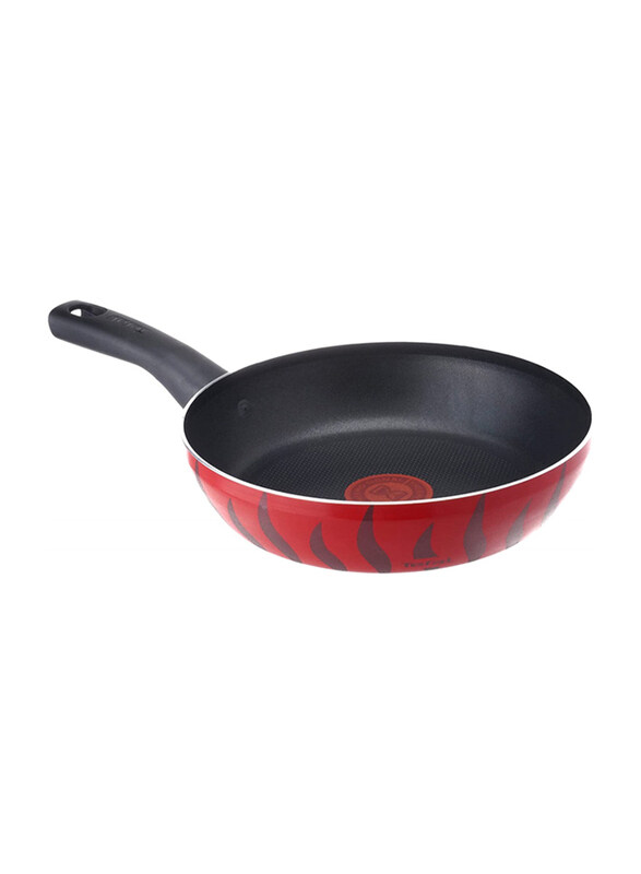 Tefal 24cm Tempo Flame Aluminium Frypan with Thermo Spot, C3040483, Red