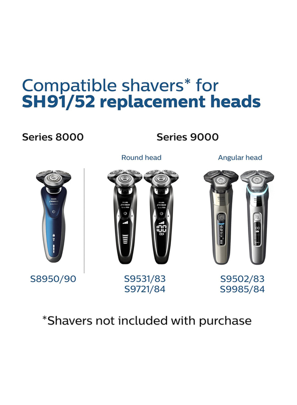 Philips Norelco Shaving Head for Shaver Series 9000, SH91/52, Silver