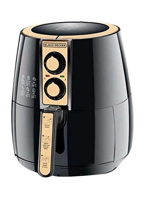 

Black+Decker 4L Electric Air Fryer, 1500W, AF300-B5, Gold/Black