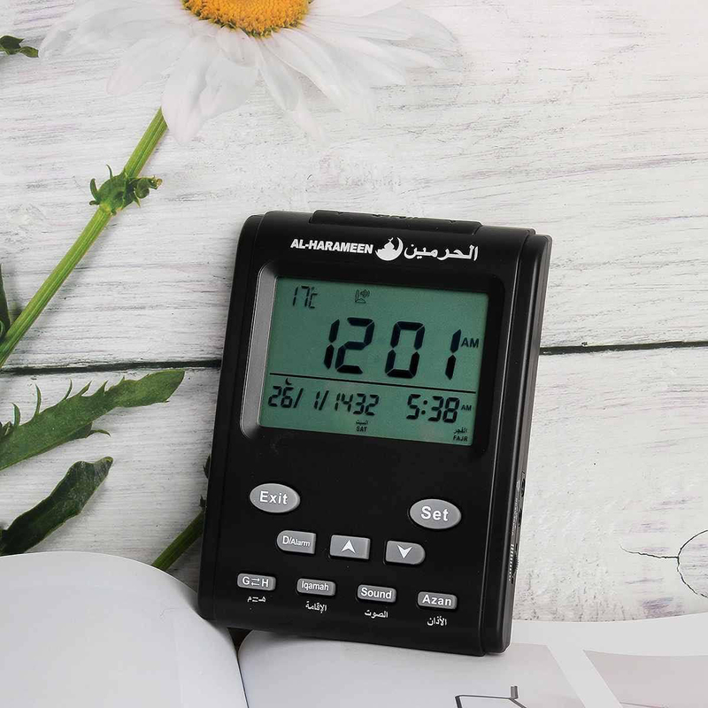 Al Harameen LCD Prayer Azan Clock, Black